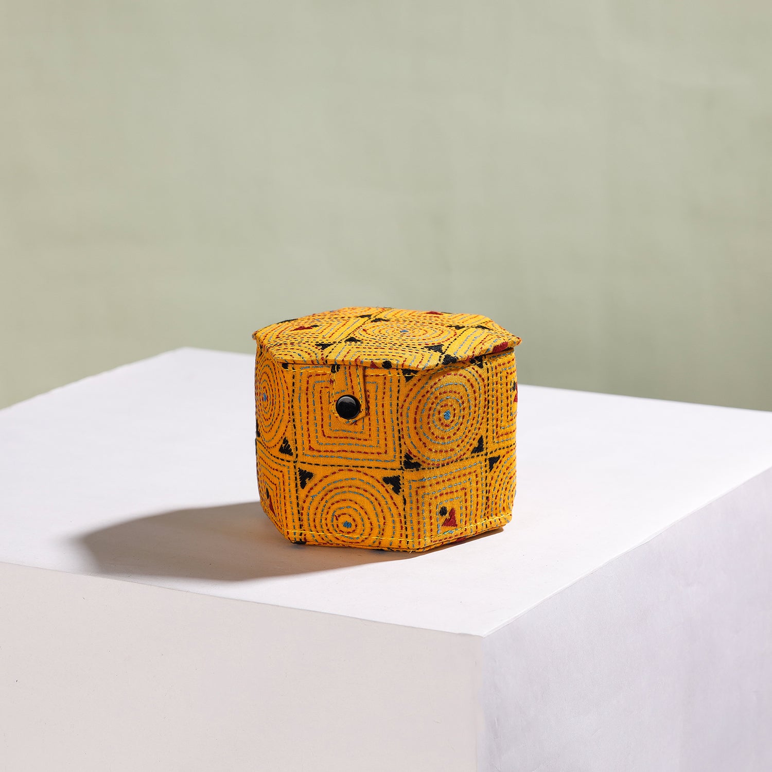  Bengal Kantha Work Handcrafted Hexagon Jewelry Box (Set of 3) 