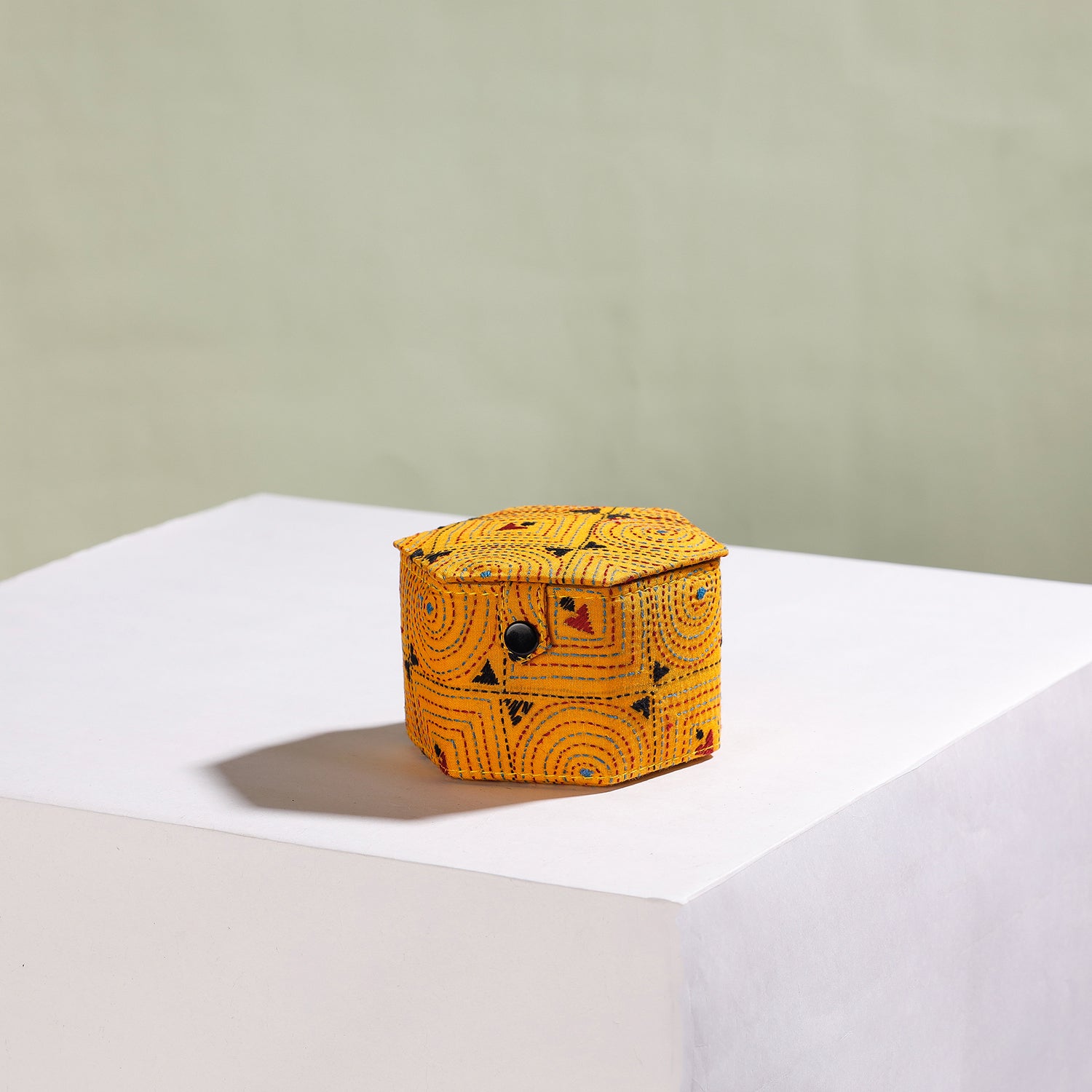  Bengal Kantha Work Handcrafted Hexagon Jewelry Box (Set of 3) 