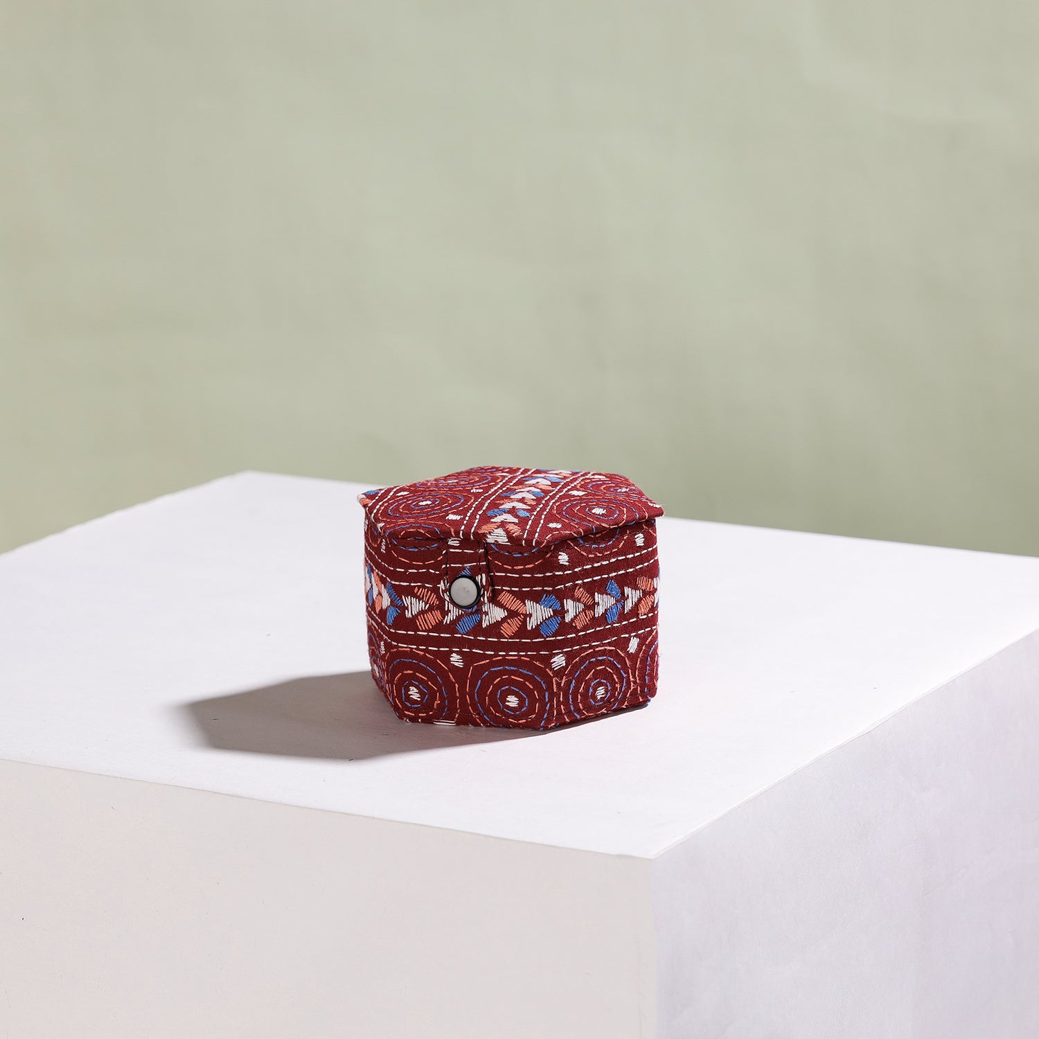  Bengal Kantha Work Handcrafted Hexagon Jewelry Box (Set of 3) 