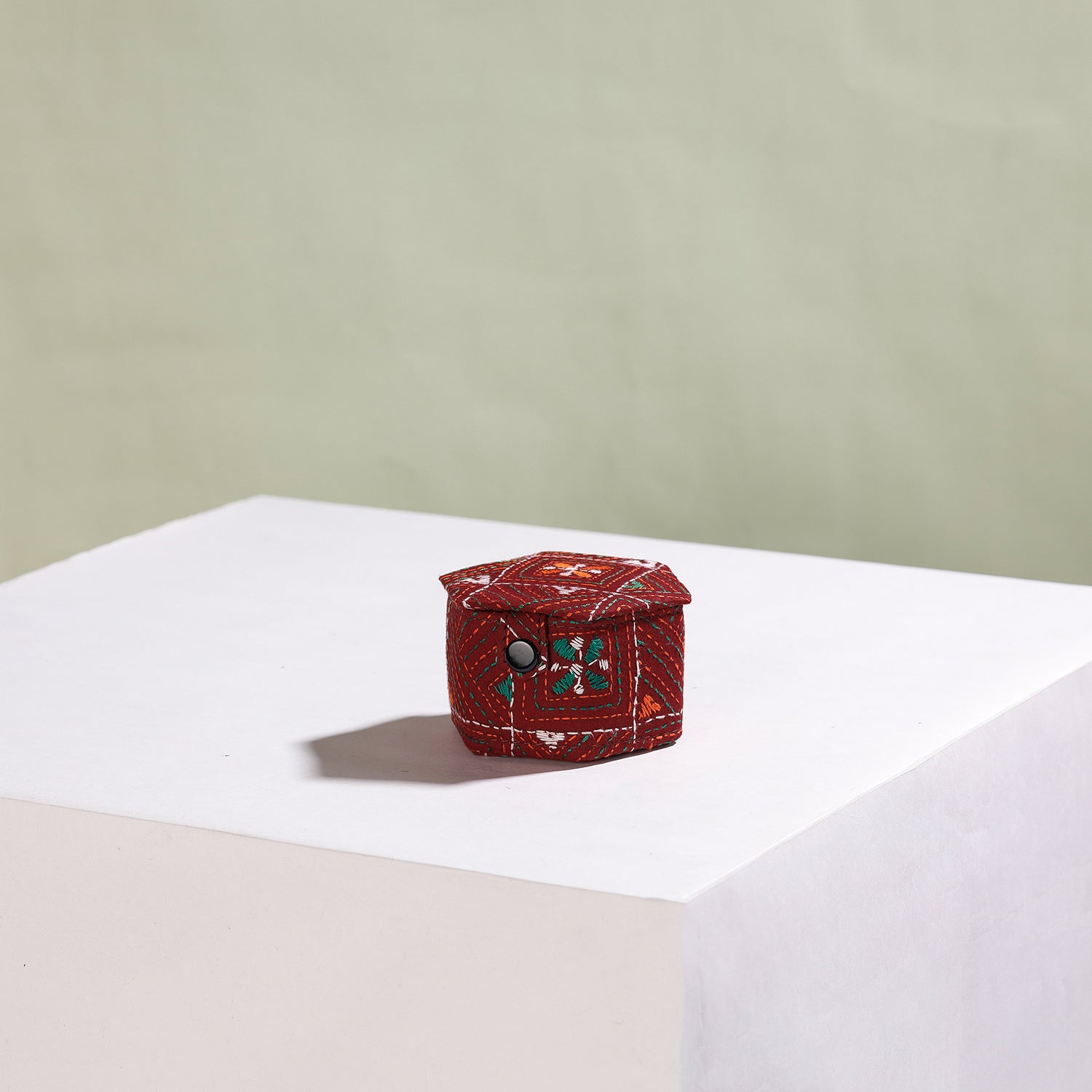  Bengal Kantha Work Handcrafted Hexagon Jewelry Box (Set of 3) 