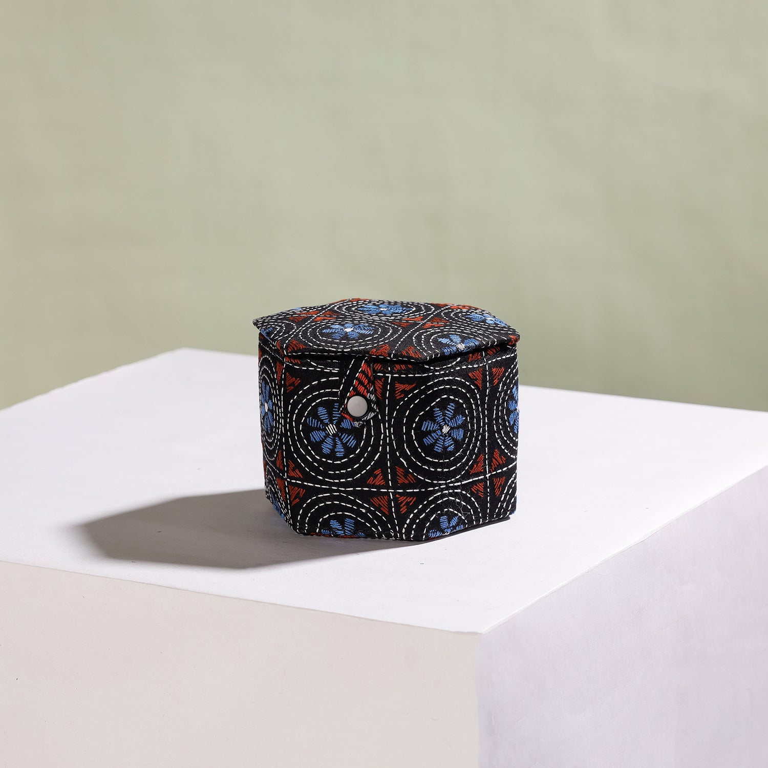  Bengal Kantha Work Handcrafted Hexagon Jewelry Box (Set of 3) 