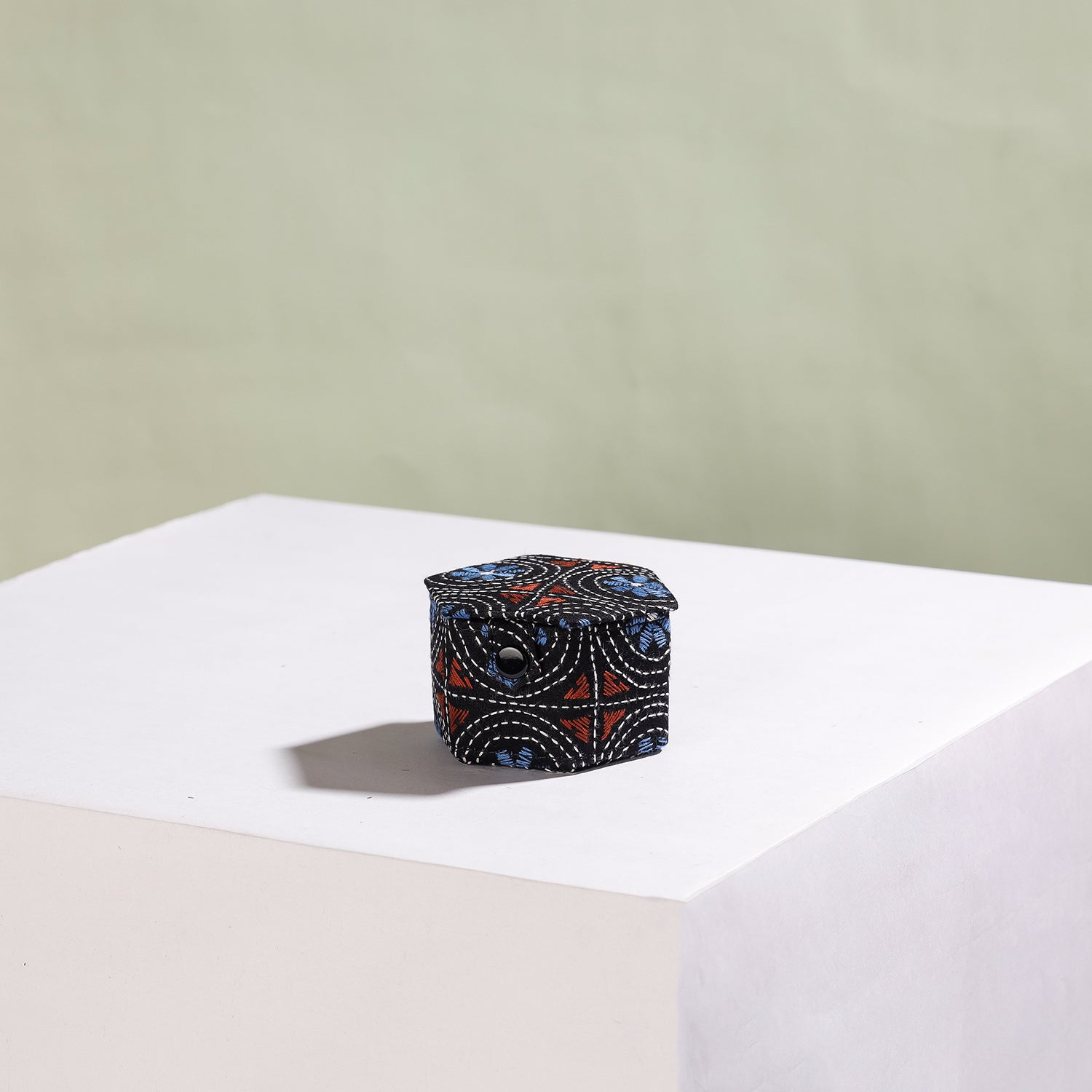  Bengal Kantha Work Handcrafted Hexagon Jewelry Box (Set of 3) 