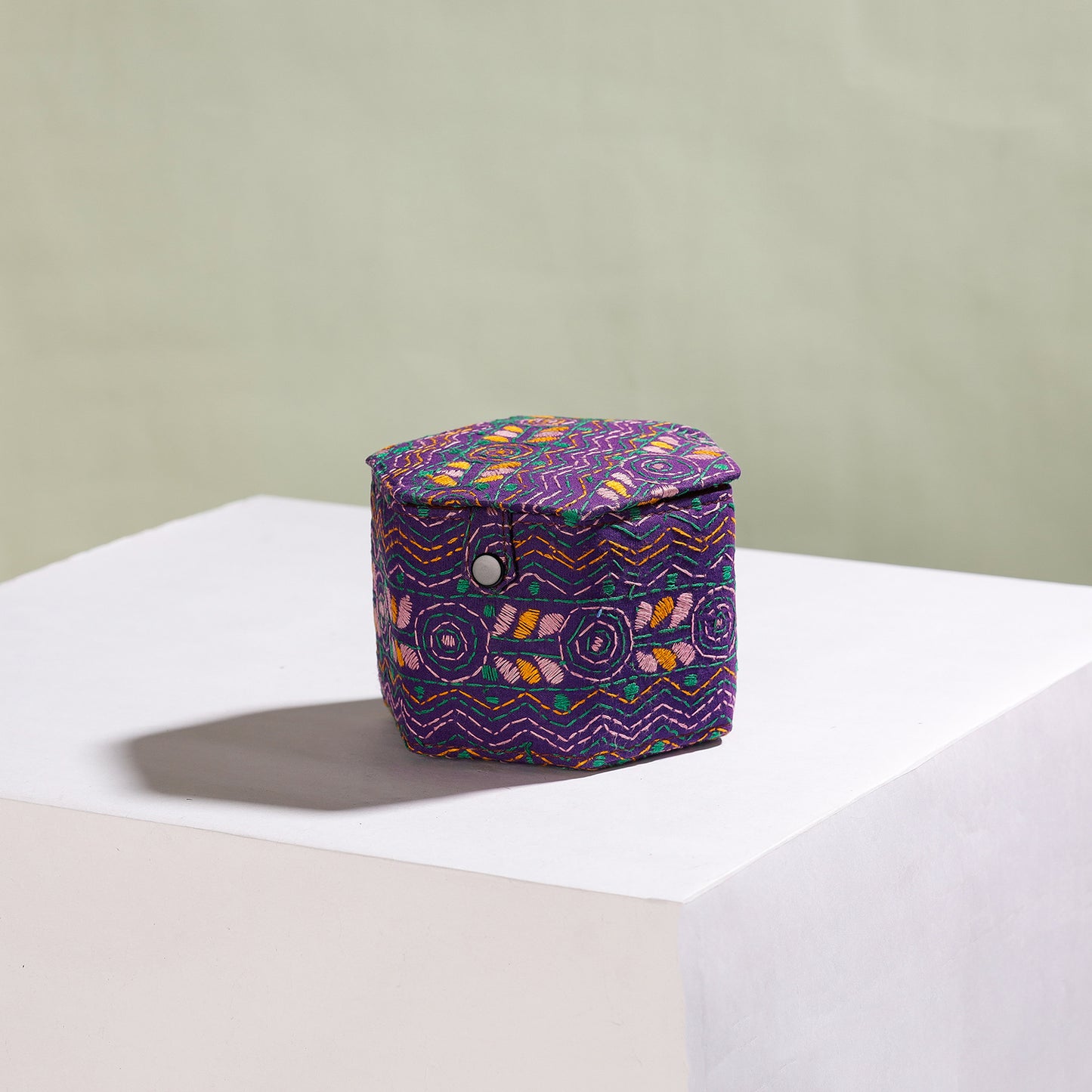 Bengal Kantha Work Handcrafted Hexagon Jewelry Box (Set of 3)