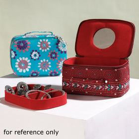  Bengal Kantha Work Handcrafted Jewelry Box with Mirror 
