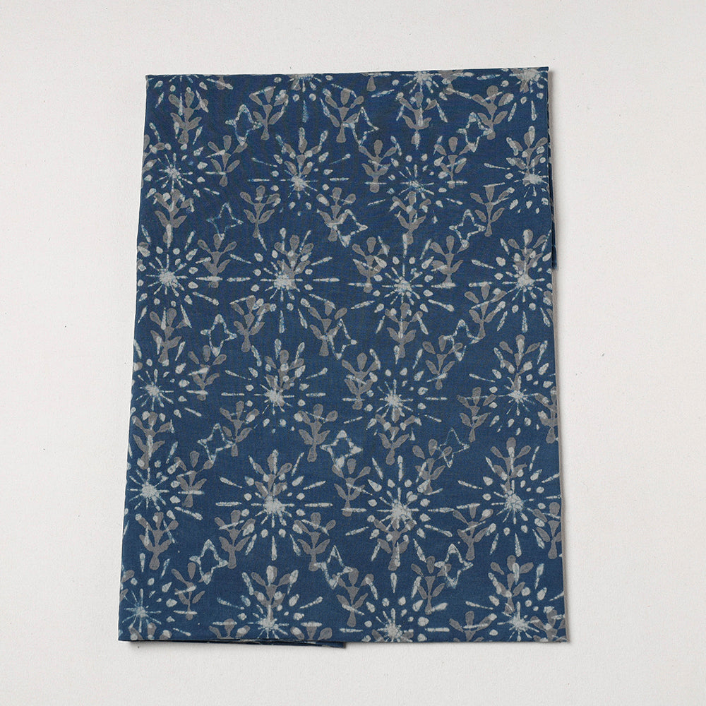 Blue - Akola Block Printed Cotton Precut Fabric (1 meter)