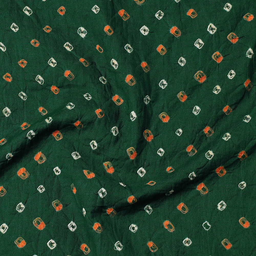 Green - Kutch Bandhani Tie-Dye Soft Cotton Precut Fabric