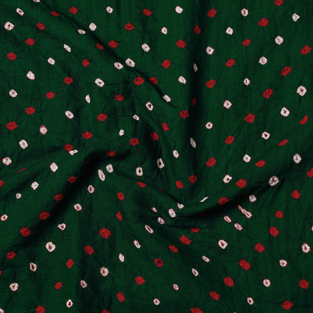 Green - Kutch Bandhani Tie-Dye Soft Cotton Precut Fabric (1.5 meter)