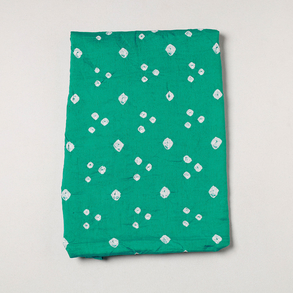 Green Kutch Bandhani Tie-Dye Mul Cotton Precut Fabric 