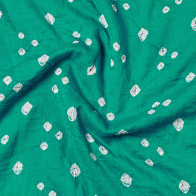 Green Kutch Bandhani Tie-Dye Mul Cotton Precut Fabric 