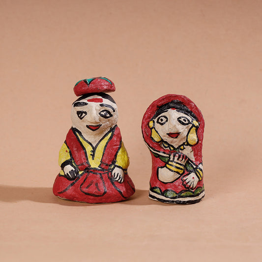 Madhubani Handpainted Paper Mache Couple Dolls