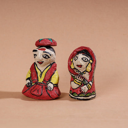 Madhubani Handpainted Paper Mache Couple Dolls