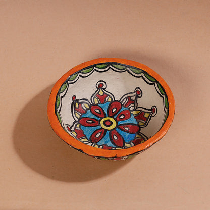 Madhubani Handpainted Paper Mache Home Decor Bowl (6 x 6 in)