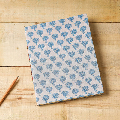 Sanganeri Fabric Cover Handmade Paper Notebook (9 x 7 in)