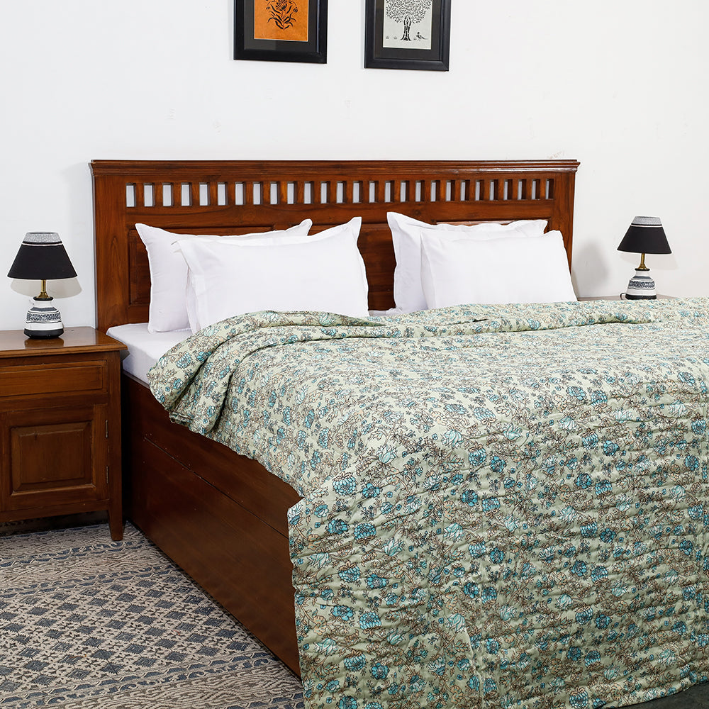  Double - Sanganeri Printed Reversible Soft Cotton Quilt / Blanket 