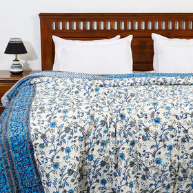  Double - Sanganeri Printed Reversible Soft Cotton Quilt / Blanket 