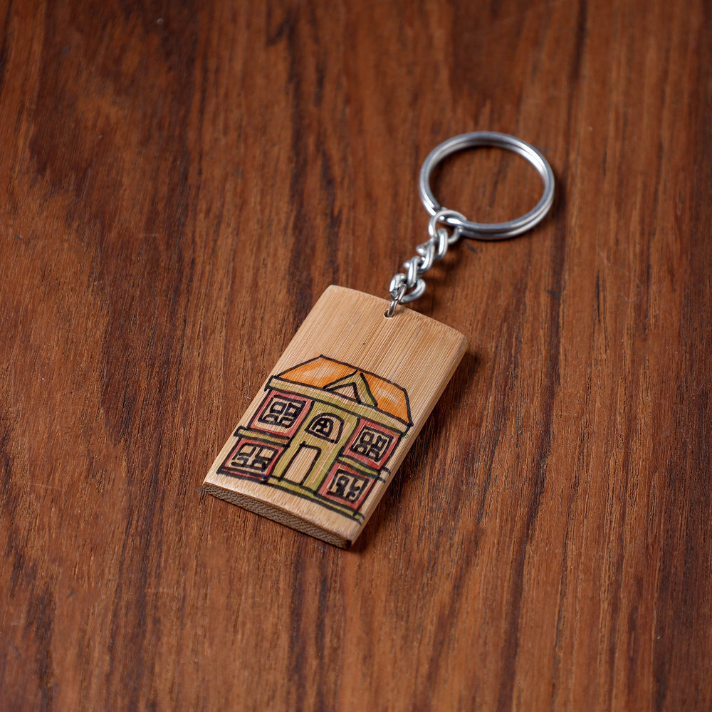 Kerala Handpainted Bamboo Keychain