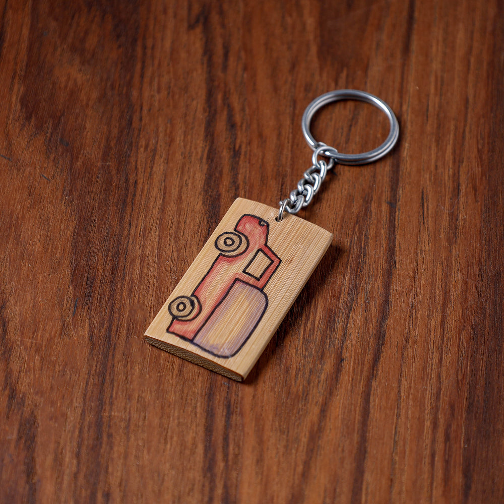 Kerala Handpainted Bamboo Keychain