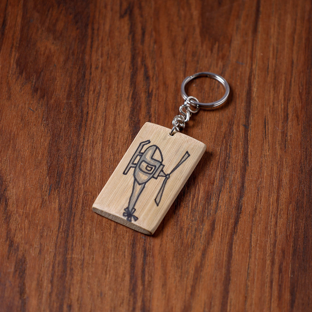 Kerala Handpainted Bamboo Keychain