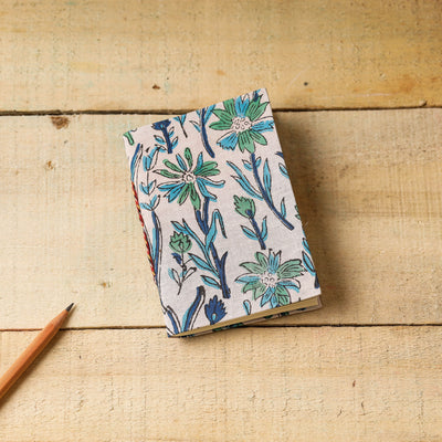 Sanganeri Fabric Cover Handmade Paper Notebook (5 x 3 in)