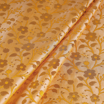 Orange - Banarasi  Weaving Brocade Zari with Meena Buti Silk Fabric