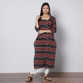 Buy Pochampally Ikat Weave Cotton Long Straight Kurta Online at iTokri.com