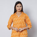 Buy Orange Pochampally Ikat Weave Cotton Long Kurta 