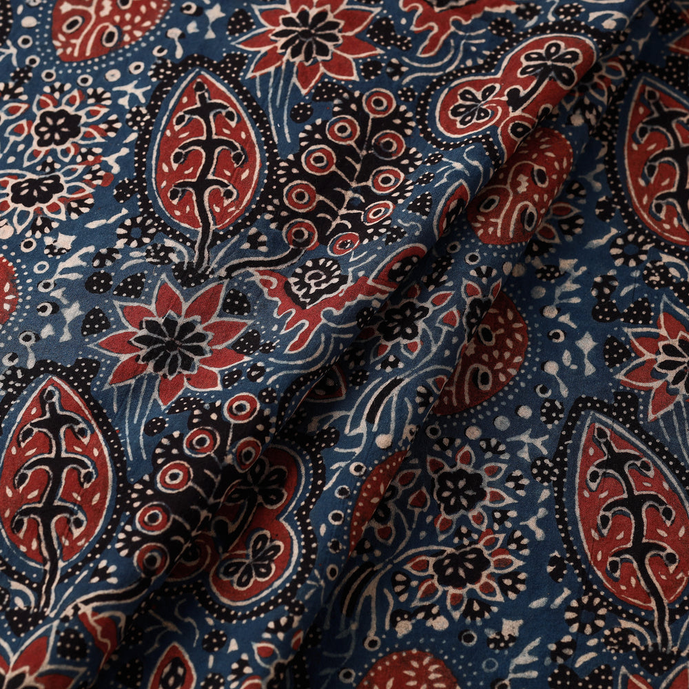 Blue - Ajrakh Hand Block Printed Cotton Fabric 17