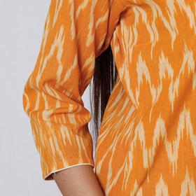 Buy Orange Pochampally Ikat Weave Cotton Long Kurta 