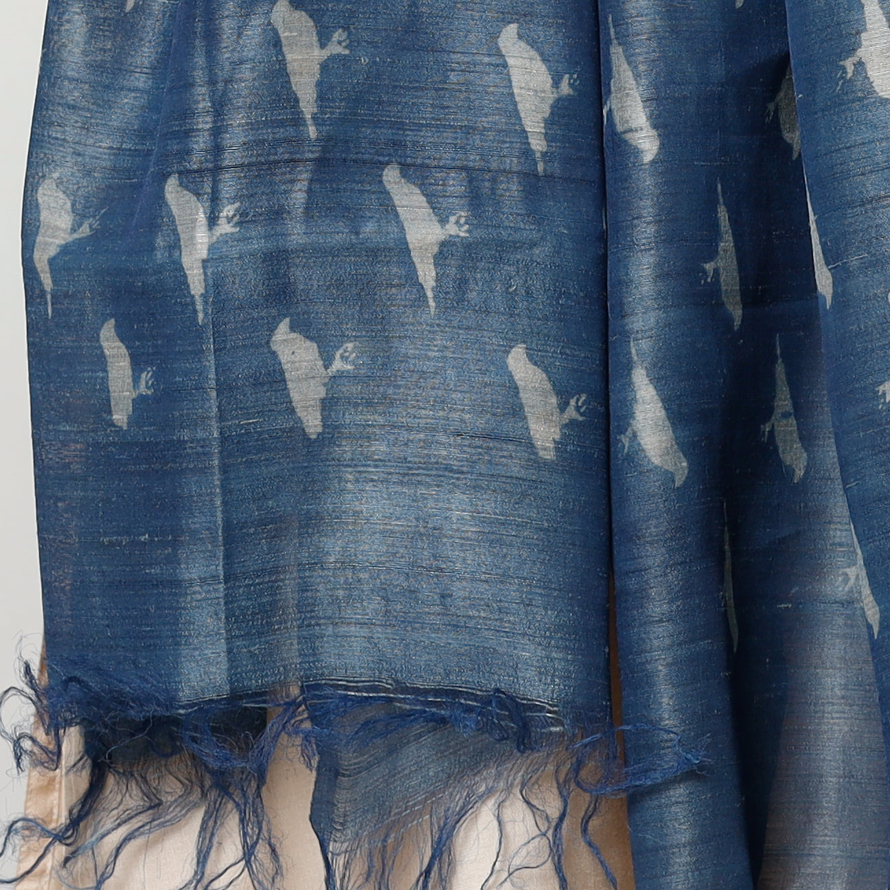 Buy Handloom Block Art Print Tussar Silk Bindaas Stole