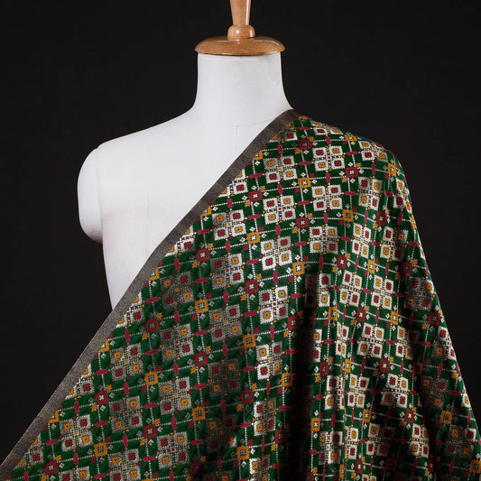 Green - Banarasi Weaving Multi Brocade Silk Fabric