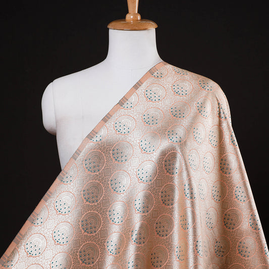 Peach - Banarasi Brocade Zari & Meena Buti Silk Fabric
