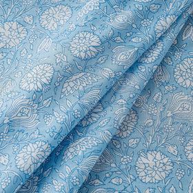 Blue - Sanganeri Block Printed Cotton Fabric