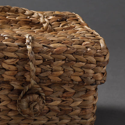 Handcrafted Organic Water Hyacinth Hooded Basket (9 x 7 in)