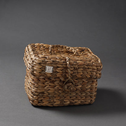 Handcrafted Organic Water Hyacinth Hooded Basket (9 x 7 in)