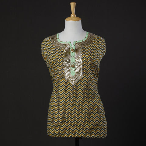  Brown Bagru Dabu Block Printed Cotton Kurta Material