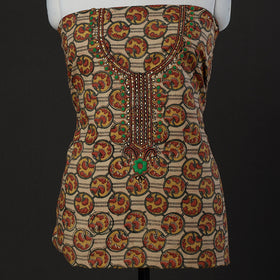 Embroidered Cotton Kalamkari Print Kurta Material (2.65m)