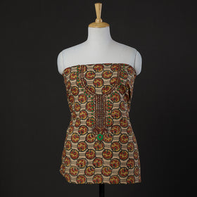 Embroidered Cotton Kalamkari Print Kurta Material (2.65m)