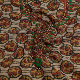 Embroidered Cotton Kalamkari Print Kurta Material (2.65m)