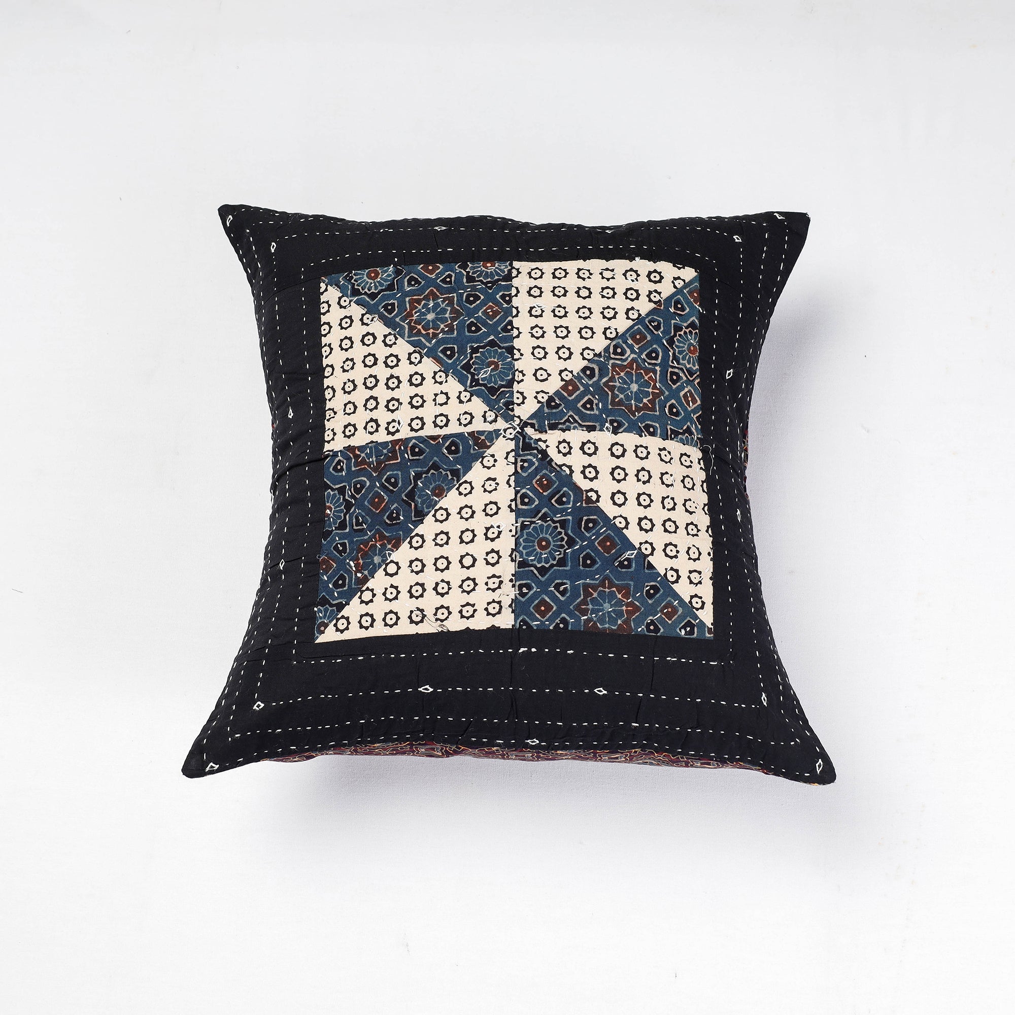 Buy Kutch Tagai Embroidery Ajrakh Cotton Cushion Cover Online at iTokri.com