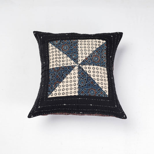 Kutch Tagai Embroidery Ajrakh Cotton Cushion Cover (16 x 16 in)