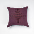 Purple - Soof Embroidery Cotton Cushion Cover (16 x 16 in)