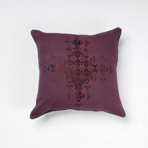 Purple - Soof Embroidery Cotton Cushion Cover (16 x 16 in)