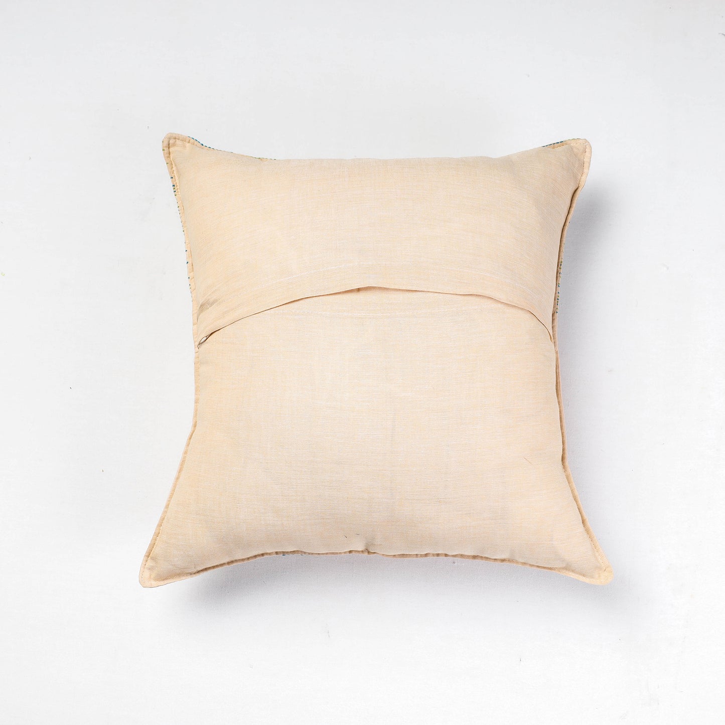 Beige - Chandi Mati Tagai Work Cotton Cushion Cover (16 x 16 in )