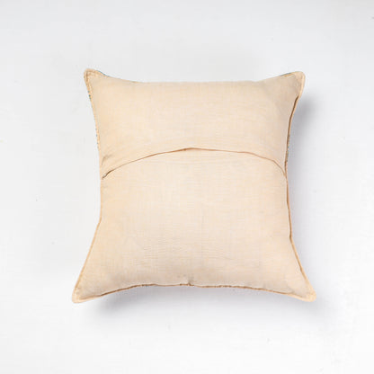 Beige - Chandi Mati Tagai Work Cotton Cushion Cover (16 x 16 in )