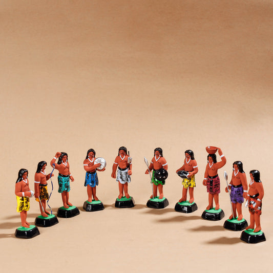 Handpainted Terracotta Tribal Indigenous People Figurines Set