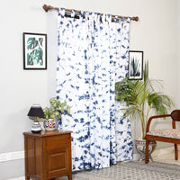 White - Set of 2 Shibori Tie-Dye Cotton Door Curtain (6.6 x 4 feet)