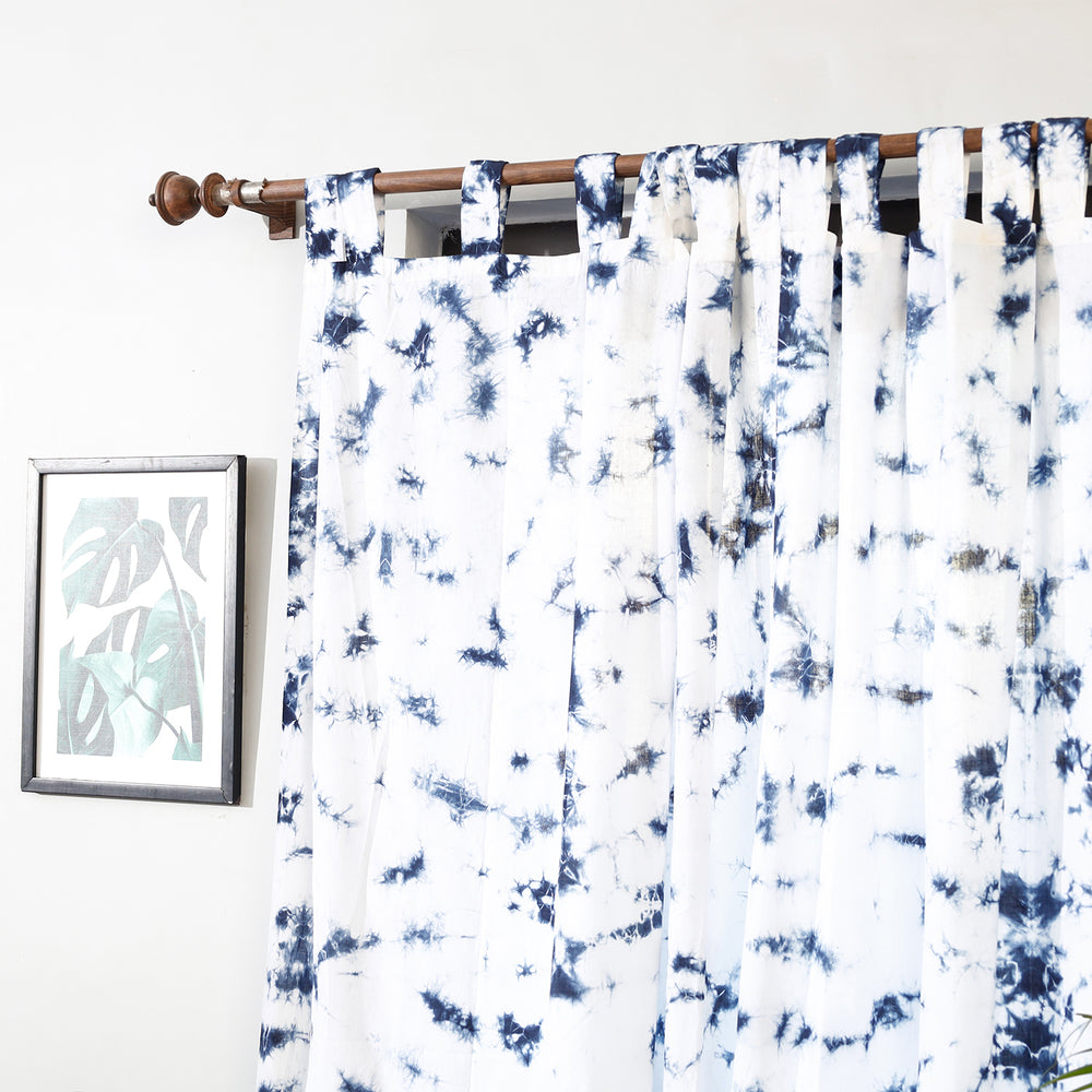 White - Set of 2 Shibori Tie-Dye Cotton Door Curtain (6.6 x 4 feet)