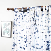 White - Set of 2 Shibori Tie-Dye Cotton Door Curtain (6.6 x 4 feet)