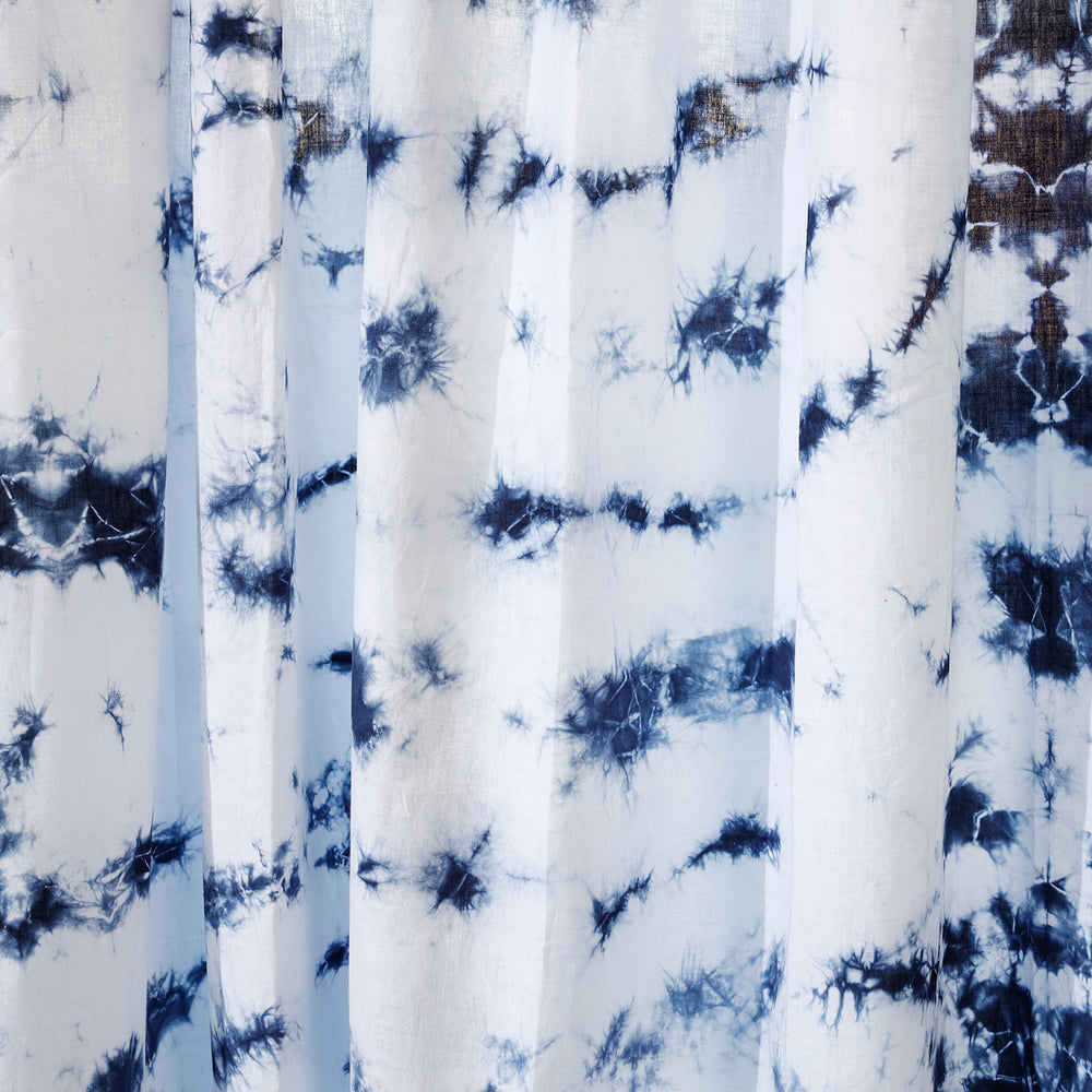 White - Set of 2 Shibori Tie-Dye Cotton Door Curtain (6.6 x 4 feet)