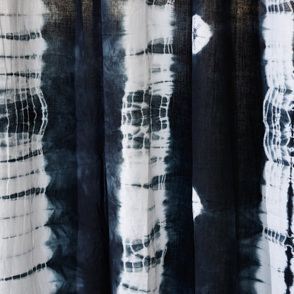Black - Set of 2 Shibori Tie-Dye Cotton Door Curtain (6.6 x 4 feet)